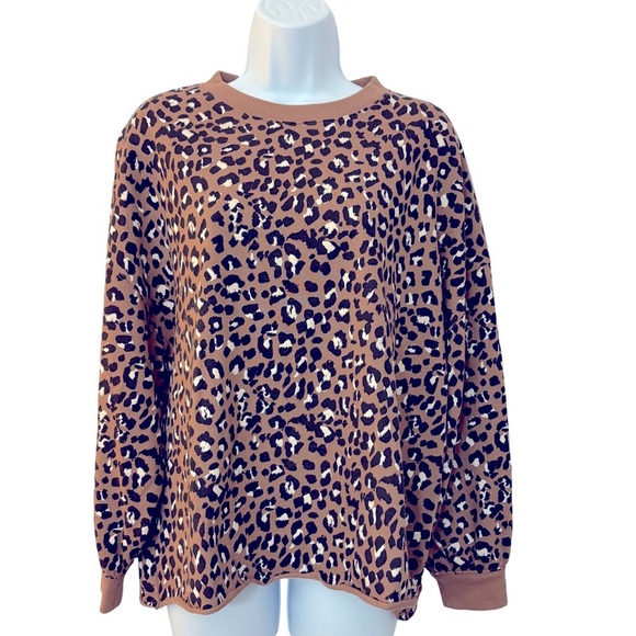 Rails Reeves Sweatshirt in Mountain Leopard Oversized Boxy Rolled Hem Size Small - Picture 10 of 10